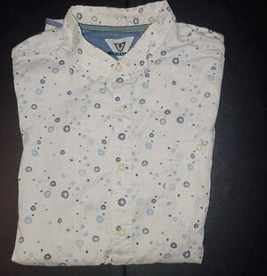 Mens Button Down Vissla Shirt Short Sleeves XL White Extra Large